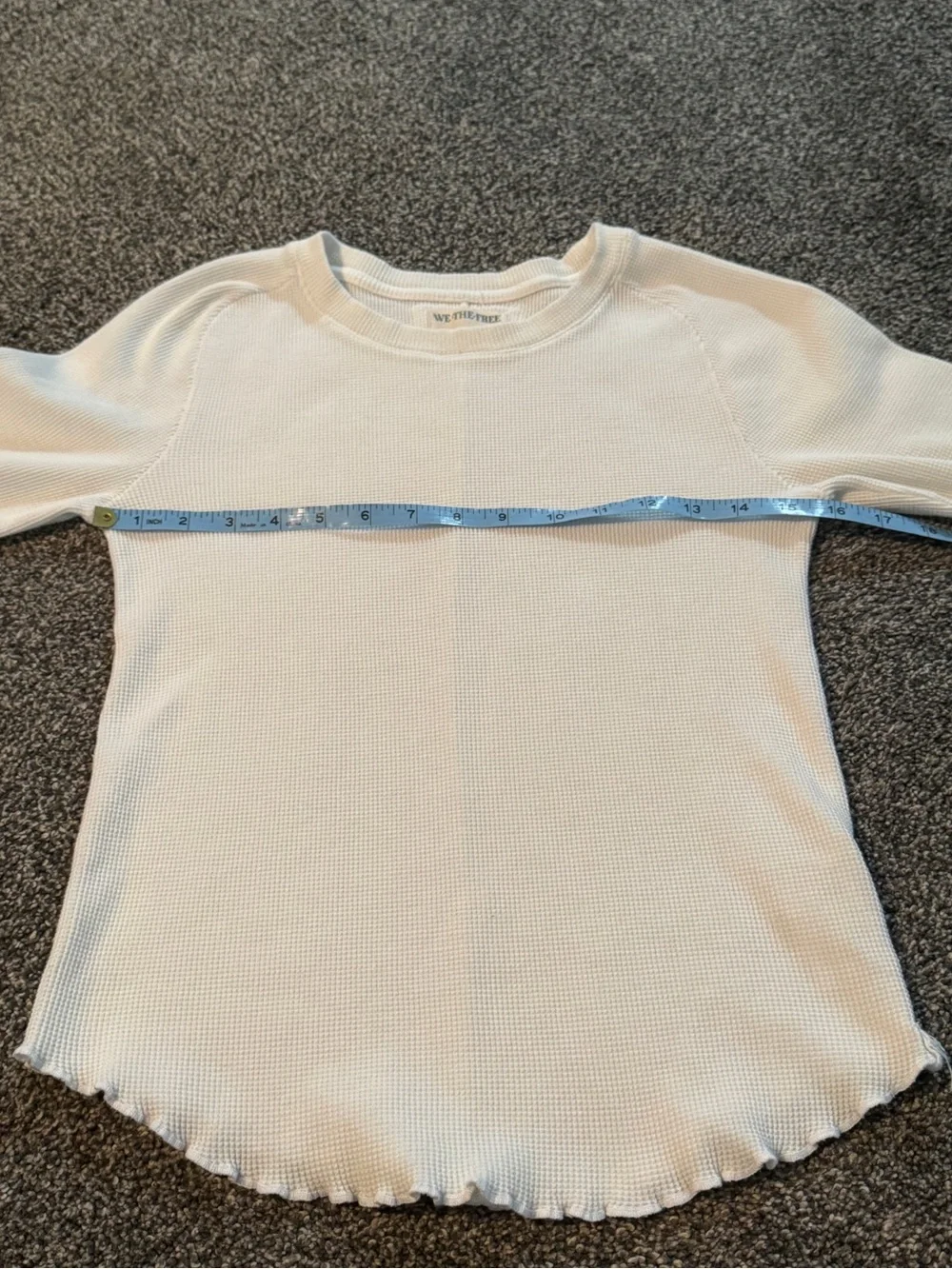 We The Free White Ribbed Long Sleeve Lettuce Hem Top